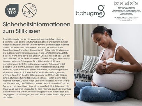 bbhugme Adjustable Nursing Pillow - Breastfeeding, Bottle Feeding, Baby Support - Adjustable Firmness and Fit - Washable Pillow Cover - Grey Melange in Saudi Arabia