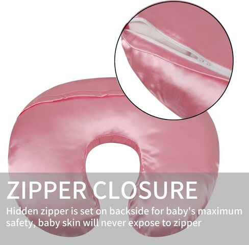 Satin Nursing Pillow Cover Set 2 Pack Ultra Soft Silk Compatible with Boppy Pillow for Breastfeeding Pillow Protect for Baby Hair and Skin Grey & Pink in Kuwait