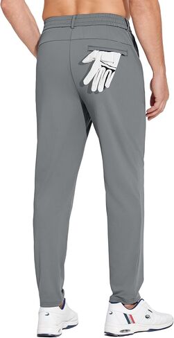 PINSPARK Men's Golf Pants UPF 50+ Stretch Quick Dry Lightweight Dress Pants Tapered with Zipper Pockets for Casual Travel,Medium Khaki in Saudi Arabia