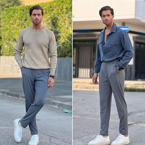 PINSPARK Men's Golf Pants UPF 50+ Stretch Quick Dry Lightweight Dress Pants Tapered with Zipper Pockets for Casual Travel,Medium Khaki in Saudi Arabia