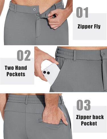 PINSPARK Men's Golf Pants UPF 50+ Stretch Quick Dry Lightweight Dress Pants Tapered with Zipper Pockets for Casual Travel,Medium Khaki in Saudi Arabia