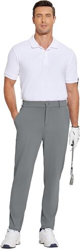 PINSPARK Men's Golf Pants UPF 50+ Stretch Quick Dry Lightweight Dress Pants Tapered with Zipper Pockets for Casual Travel,Medium Khaki in Saudi Arabia