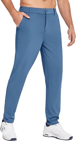 PINSPARK Men's Golf Pants UPF 50+ Stretch Quick Dry Lightweight Dress Pants Tapered with Zipper Pockets for Casual Travel,Medium Khaki in Saudi Arabia