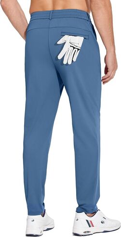 PINSPARK Men's Golf Pants UPF 50+ Stretch Quick Dry Lightweight Dress Pants Tapered with Zipper Pockets for Casual Travel,Medium Khaki in Saudi Arabia