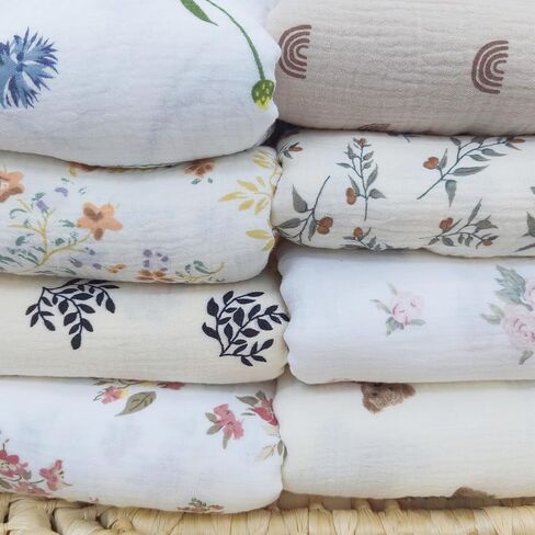 insular Cotton Muslin Baby Blanket with Tassel, Boho Bohemian Muslin Swaddle Blanket Baby Receiving Blanket with Fringe, Nursery Decor Throw or Nursing Blankets, 47" x40", Little Bear in Saudi Arabia