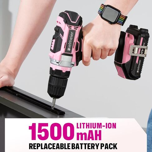 مجموعة مثقاب كهربائي لاسلكي 20 فولت ماكس مع ضوء LED - مثقاب كهربائي، سرعة متغيرة، موضع 64+1، ظرف بدون مفتاح 3/8 بوصة، عمود مرن، 28 قطعة لقمة ثقب، بطارية وشاحن متضمنان in Kuwait