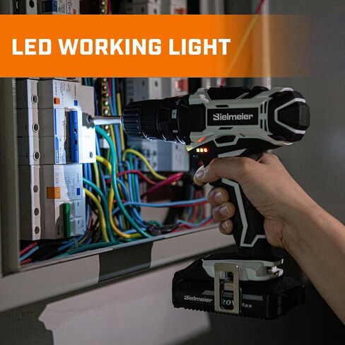 مجموعة مثقاب كهربائي لاسلكي 20 فولت ماكس مع ضوء LED - مثقاب كهربائي، سرعة متغيرة، موضع 64+1، ظرف بدون مفتاح 3/8 بوصة، عمود مرن، 28 قطعة لقمة ثقب، بطارية وشاحن متضمنان in Saudi Arabia