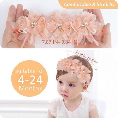 Fmeida Flower Headband for Baby Girl Floral Headbands Crown Baptism Hairband White Hair Accessories in Kuwait