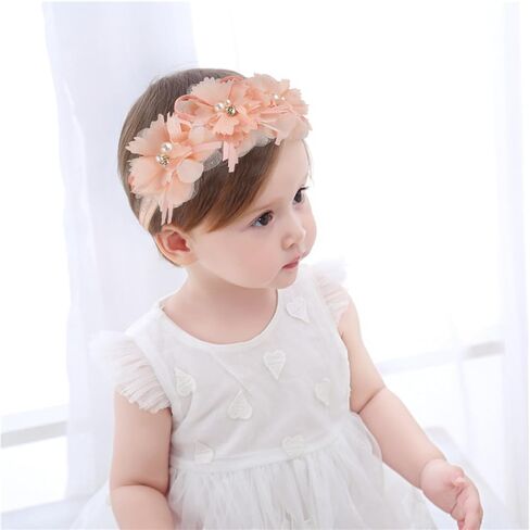 Fmeida Flower Headband for Baby Girl Floral Headbands Crown Baptism Hairband White Hair Accessories in Kuwait