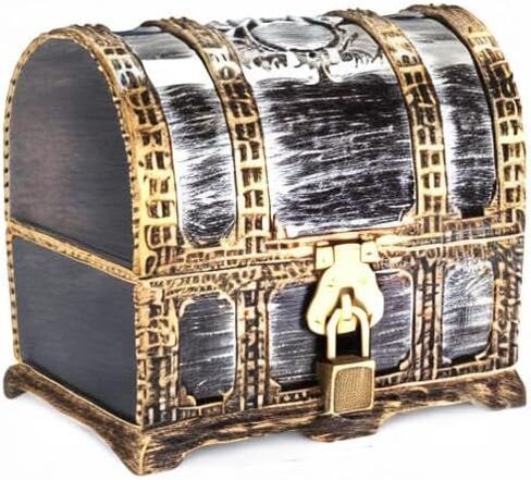 Kids Pirate Treasure Chest Plastic Pirate Vintage Treasure Box, Mini Pirate Chest Toys for Boys in Kuwait