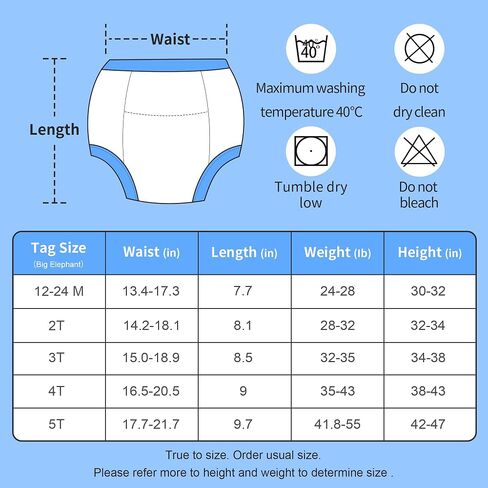 BIG ELEPHANT Toddler Potty Training Underwear, Cotton Training Pants | Soft Absorbent Training Pants for Baby Boys & Girls, Gentle Cotton Comfort for Daytime Potty Learning in Saudi Arabia