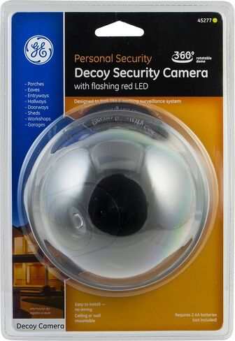 GE Personal Security Decoy Security Camera, Flashing Red LED, Battery Operated, Easy to Install, Indoor or Outdoor, Home Protection, 45277 in Saudi Arabia