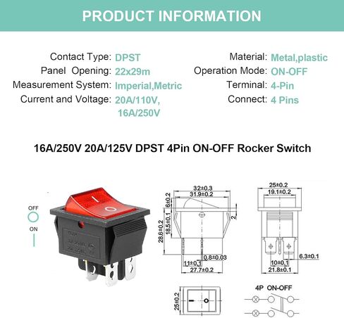 QTEATAK 2 حزمة أخضر LED سلكي مسبقًا قارب الروك تبديل التبديل 2 موقف ON-Off 4-Pin KCD4 التبديل 16A 250VAC 20A 125VAC in Kuwait