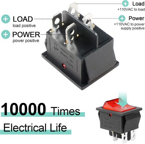 QTEATAK 2 حزمة أخضر LED سلكي مسبقًا قارب الروك تبديل التبديل 2 موقف ON-Off 4-Pin KCD4 التبديل 16A 250VAC 20A 125VAC in Kuwait