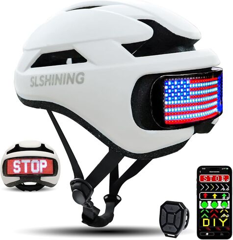 Adult Bike Helmet with LED Display, Smart LED Bicycle Helmet with Remote/APP Control, Waterproof Road Cycling Helmet with Turn Signals, with DIY Image Function, Speedometer, for Men/Women in Saudi Arabia