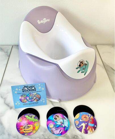 Potty Time New | Potty Training Seat by Potty Watch Inventor - Easy & Fun Toilet with Interactive 6 Reusable Color Changing Magic Stickers - Easy to Peel Stickers for Kids - (Orange, Savanna) in Kuwait