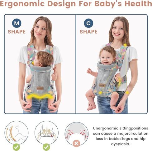 SERAPHY Baby Carrier with Pocket, 4-in-1 Breathable Infant Carrier Newborn to Toddler, Adjustable Multi-Position Baby Sling for Babies 3-36M (15-35lbs)-Pink in Saudi Arabia