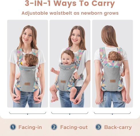 SERAPHY Baby Carrier with Pocket, 4-in-1 Breathable Infant Carrier Newborn to Toddler, Adjustable Multi-Position Baby Sling for Babies 3-36M (15-35lbs)-Pink in Saudi Arabia