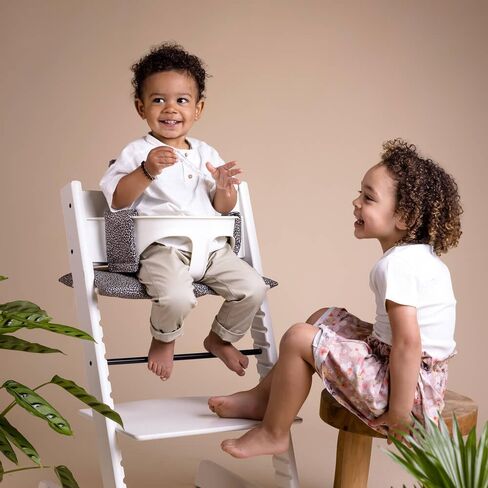وسادة UKJE متوافقة مع Stokke Tripp Trapp - وسادة مقعد ناعمة للرضع والأطفال الصغار، ملحقات الكراسي العالية، حشوة من نسيج القطن، سهلة التركيب، مصنوعة يدويًا في أوروبا (قرد أبيض) in Saudi Arabia