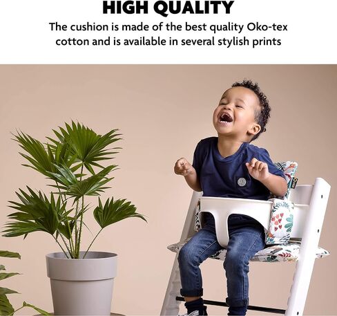 وسادة UKJE متوافقة مع Stokke Tripp Trapp - وسادة مقعد ناعمة للرضع والأطفال الصغار، ملحقات الكراسي العالية، حشوة من نسيج القطن، سهلة التركيب، مصنوعة يدويًا في أوروبا (قرد أبيض) in Saudi Arabia