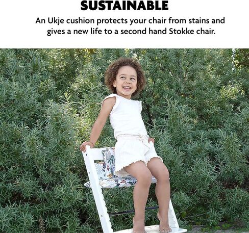وسادة UKJE متوافقة مع Stokke Tripp Trapp - وسادة مقعد ناعمة للرضع والأطفال الصغار، ملحقات الكراسي العالية، حشوة من نسيج القطن، سهلة التركيب، مصنوعة يدويًا في أوروبا (قرد أبيض) in Saudi Arabia