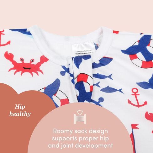 SleepingBaby Zipadee-Zip Baby Swaddling Blanket 4-8 Months - Transition Swaddle with Zipper Convenience - Nautical Boy, S in Saudi Arabia