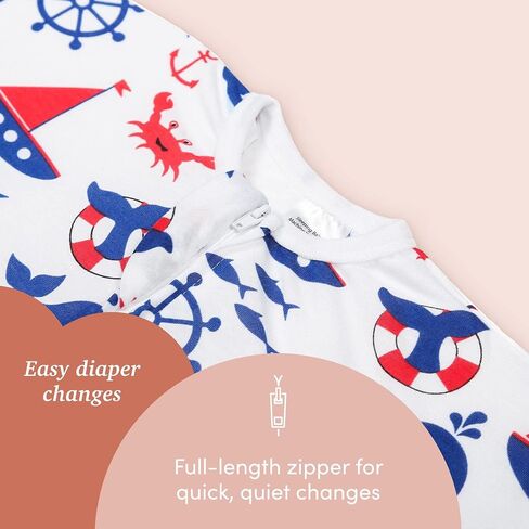 SleepingBaby Zipadee-Zip Baby Swaddling Blanket 4-8 Months - Transition Swaddle with Zipper Convenience - Nautical Boy, S in Saudi Arabia