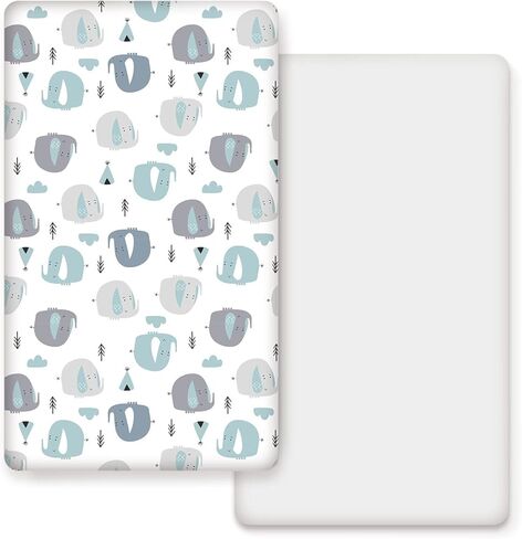 GRSSDER Stretch Ultra Soft Jersey Knit Fitted Crib Sheets Set 2 Pack，Fit All Standard Crib Mattress Pads Safe and Snug, Crib Fitted Sheet for Girls, Beautiful Blush Pink Floral and Cute Animals Print in Kuwait