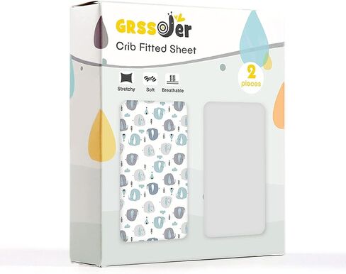 GRSSDER Stretch Ultra Soft Jersey Knit Fitted Crib Sheets Set 2 Pack，Fit All Standard Crib Mattress Pads Safe and Snug, Crib Fitted Sheet for Girls, Beautiful Blush Pink Floral and Cute Animals Print in Kuwait