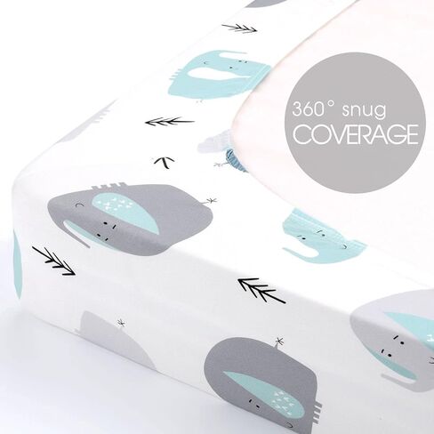 GRSSDER Stretch Ultra Soft Jersey Knit Fitted Crib Sheets Set 2 Pack，Fit All Standard Crib Mattress Pads Safe and Snug, Crib Fitted Sheet for Girls, Beautiful Blush Pink Floral and Cute Animals Print in Kuwait