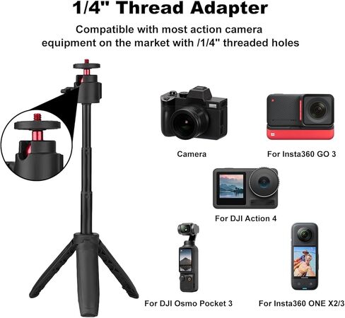 رصاصة الوقت مقبض ترايبود منضدية حامل ثلاثي صغير ل Insta360 X4، X3، GO 3S، ONE X2، ONE X، ONE، GO 2، ONE R، ONE RS، لـ GoPro Hero 11 10 9 5 4 3 ملحقات كاميرا الحركة in Kuwait