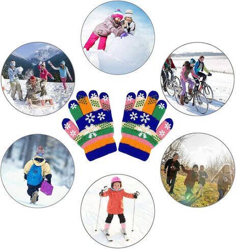قفازات الأطفال، قفازات سحرية قابلة للتمدد 8 أزواج، قفاز شتوي محبوك للأطفال مضاد للانزلاق بأصابع كاملة للأولاد والبنات in Kuwait