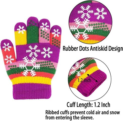 قفازات الأطفال، قفازات سحرية قابلة للتمدد 8 أزواج، قفاز شتوي محبوك للأطفال مضاد للانزلاق بأصابع كاملة للأولاد والبنات in Kuwait