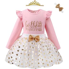 Toddler Kids Baby Girls Birthday Princess Outfits Dress Vest Tank Top Dot Mesh Tutu Skirt in Kuwait