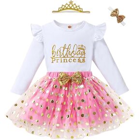 Toddler Kids Baby Girls Birthday Princess Outfits Dress Vest Tank Top Dot Mesh Tutu Skirt