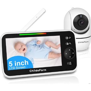 Video Baby Monitor, 5’’ Screen with 30-Hour Battery, Video Baby Monitor with Camera and Audio, Remote Pan-Tilt-Zoom, 2-Way Talk, VOX, Night Vision, 8 Lullabies, 1000ft Range, No WiF