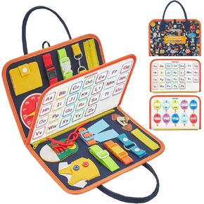 Freebear Busy Board Toddler Travel Toys Sensory Toys for Toddlers 1 2 3 4, Montessori Learning Toys for Toddlers Activities Board, Educational Toys for 3 4 Year Old Boys Girls Gift, Classic