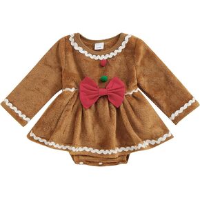 ZyHwShine Baby Girl Christmas Outfit Gingerbread Romper Dress Jumpsuits Newborn Infant Christmas Xmas Outfits Fall Clothes