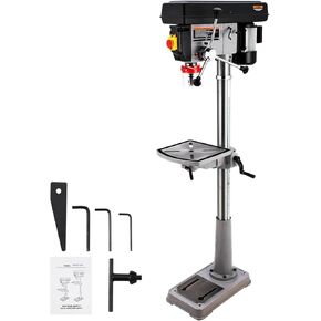 15 in Floor Drill Press, 7.5 Amp 120V Pure Copper Motor, 288-3084 RPM Variable Speed Cast Iron Bench Drill Press, 0-45° Tilting Worktable, Tabletop Drilling Machine for Wood Metal