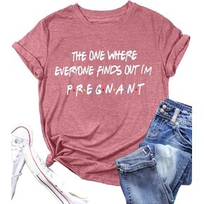 Pregnancy Announcement Shirts Women I'm Pregant T-Shirt Pregnant Mom T Shirt Funny Maternity Letter Print Tees Pink in Kuwait