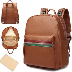 Leather Diaper Bag Backpack for Women with Multiple Pockets,Laptop Compartment and Changing Pad