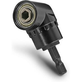 105 Degree Right Angle Driver, Power Screwdriver Drill Extension Attachment Adapter with 1/4" Hex Magnetic Bit Socket and 1/4" Hex Quick Change Drive - Pack of 1, Black
