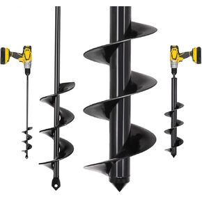 SYITCUN Auger Drill Bit for Planting - 1.6"x16.5" + 3.5"x16" Heavy-Duty Spiral Drill Bits for Planting Bulbs - Auger Post Hole Digger and Soil Auger for Beach - Compatible with 3/8" Hex Drive Drill