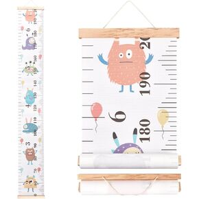 CREATCABIN Sea Animals Growth Chart Fabric Canvas Height Measurement Ruler Wood Frame Hanging Removable Cartoon Wall Rulers for Home Living Room Decoration Nursery Decor Gift 8.39 x 59 Inch