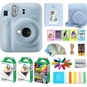 Fujifilm Instax Mini 12 Instant Film Camera, Fuji Instax Mini Film (20 Sheets), Fuji Rainbow Instant Film (10 Sheets), Protective Case, Album, Insax Mini Accessory Bundle (Lilac Purple)