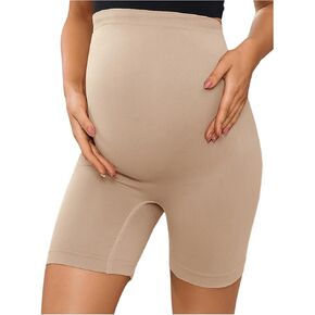 OYOANGLE Women's Maternity Elastic High Waisted Over The Belly Underwear Pregnancy Yoga Workout Shorts