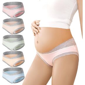 Maternity Underwear Under Bump Pregnancy Cotton Healthy Underwear Postpartum Panties for Women 5 pack