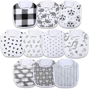 Hakochia Baby Bibs Organic Cotton Super Soft and Absorbent With Adjustable Snap for Baby Boys and Girls