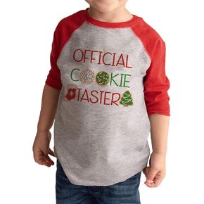 7 ate 9 Apparel Kid's Cookie Taster Christmas Shirt Grey