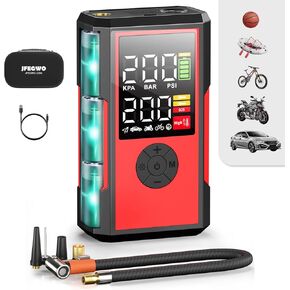 Portable Heavy-Duty Tire Inflator for Pickup Truck,RV, 300PSI Air Compressor, 9X Faster Inflator with 3.7 inch Digital Gauge. 5 Safety Protections and Cooling System for Truck, SUV, Compact Cars